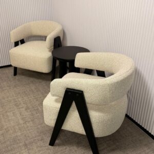 Curved Cream Armchair Pair
