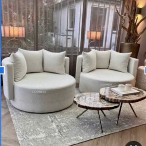 Modern Curved Cream Bedroom Chair Set